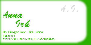 anna irk business card